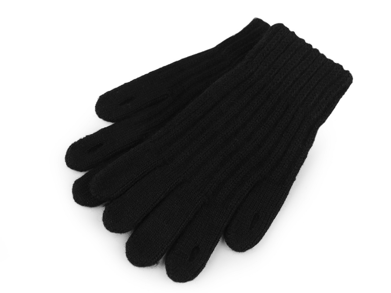Pletené rukavice s otvory pro ovládání dotykových zařízení, barva 3 černá