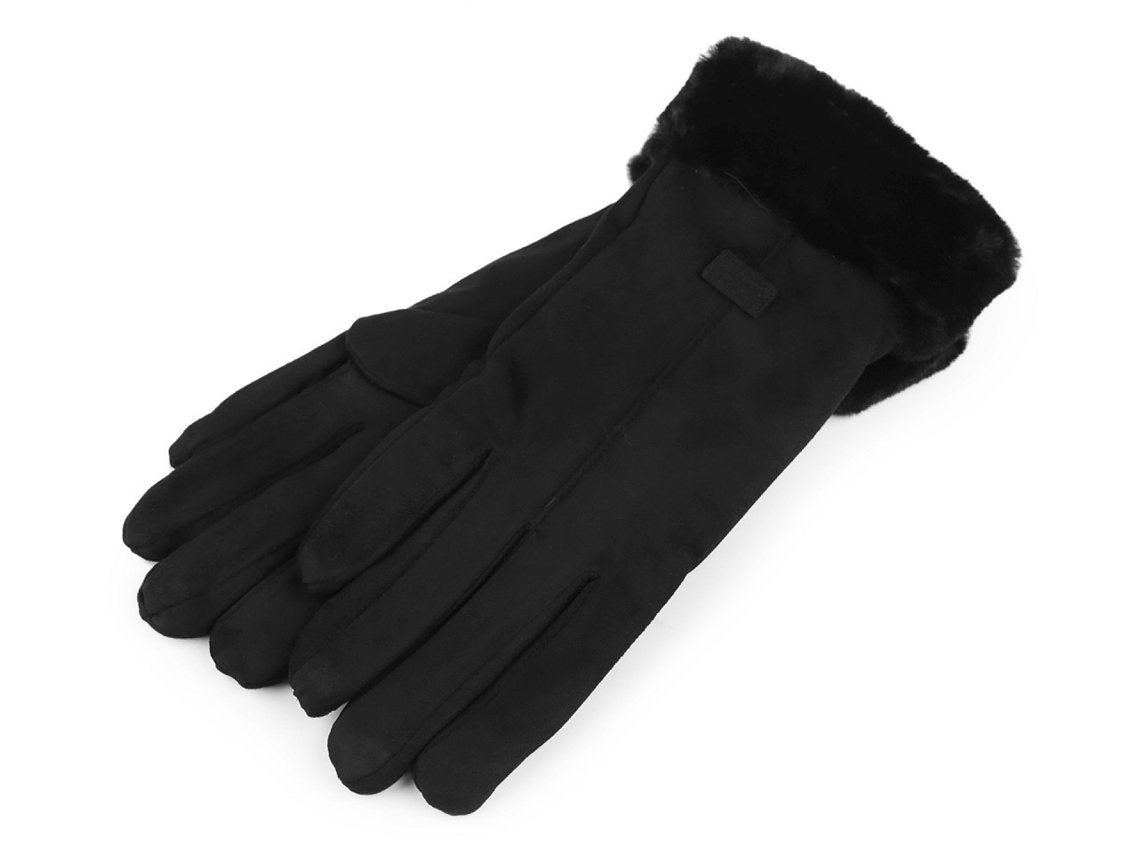 Dámské rukavice s kožešinou, dotykové, barva 3 černá