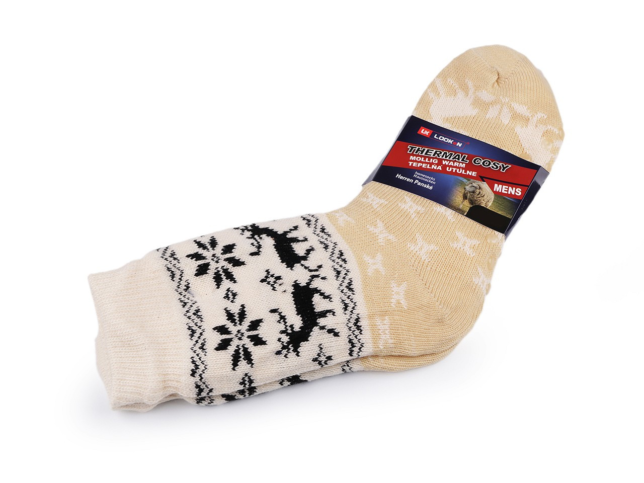 Ponožky zimní s kožíškem a protiskluzem, unisex, barva 6 (vel. 39-42) béžová nejsv.