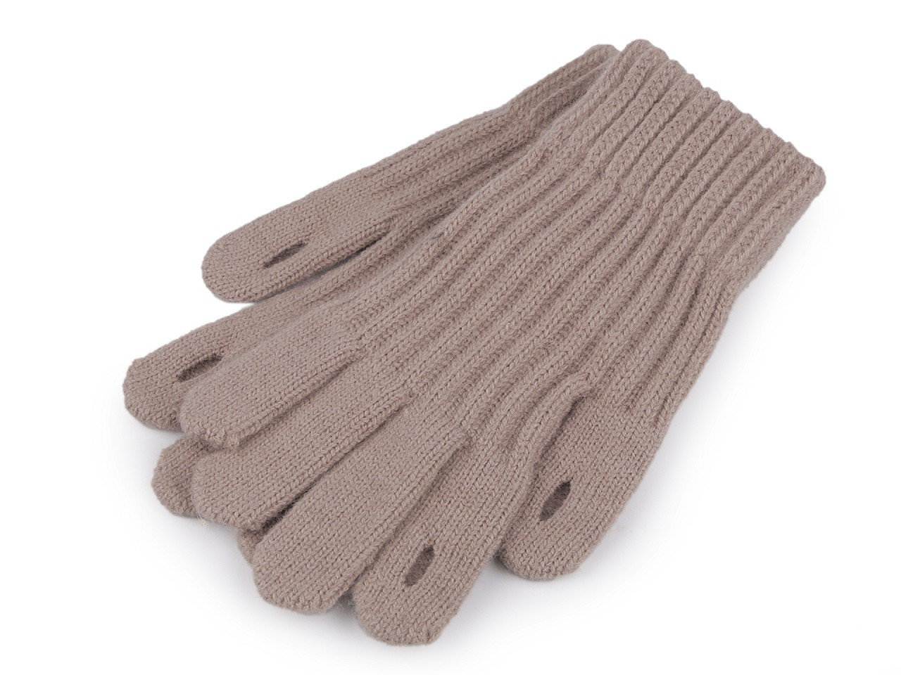 Pletené rukavice s otvory pro ovládání dotykových zařízení, barva 1 béžová