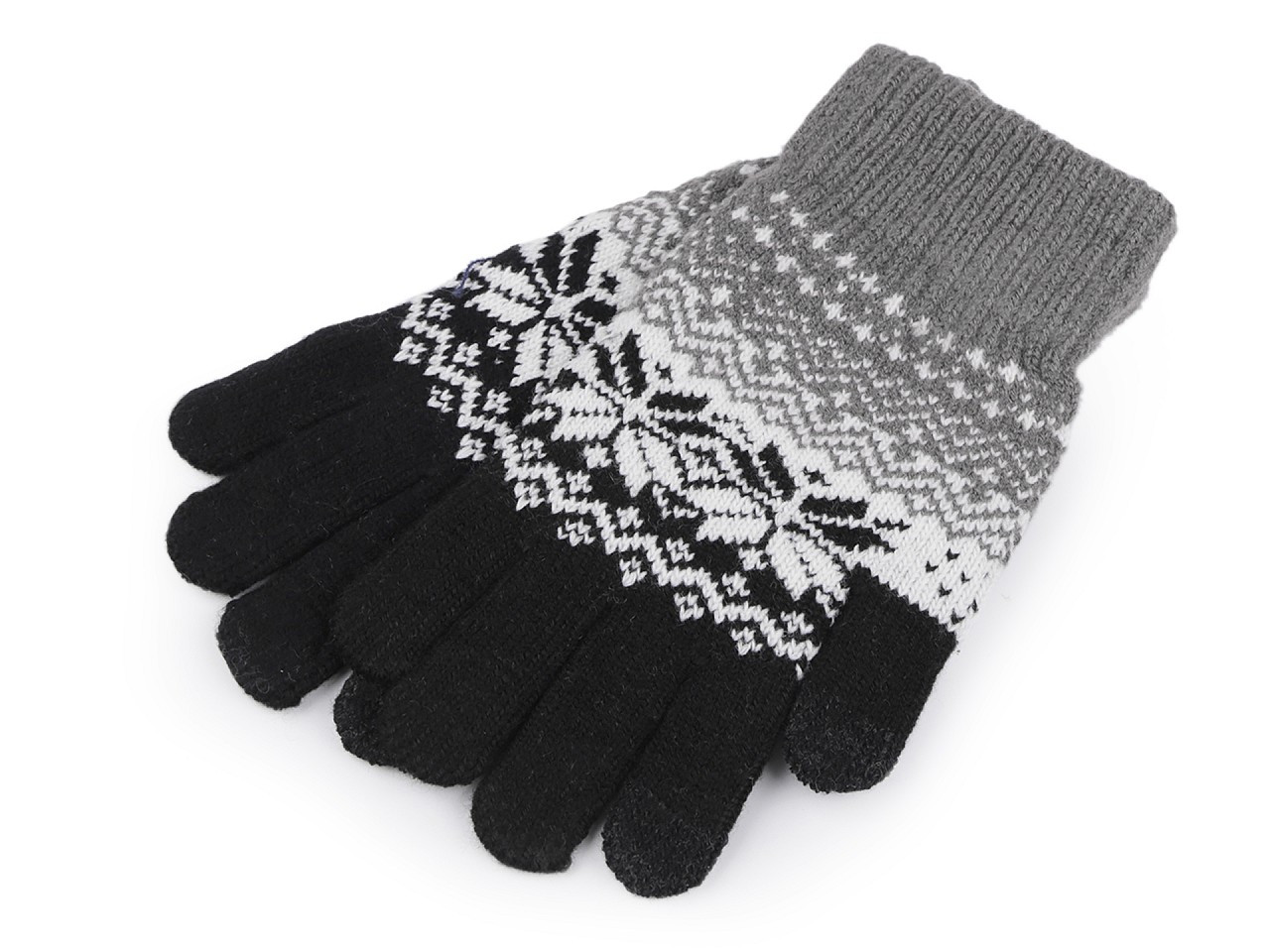 Dámské / dívčí pletené rukavice norský vzor, barva 4 šedá