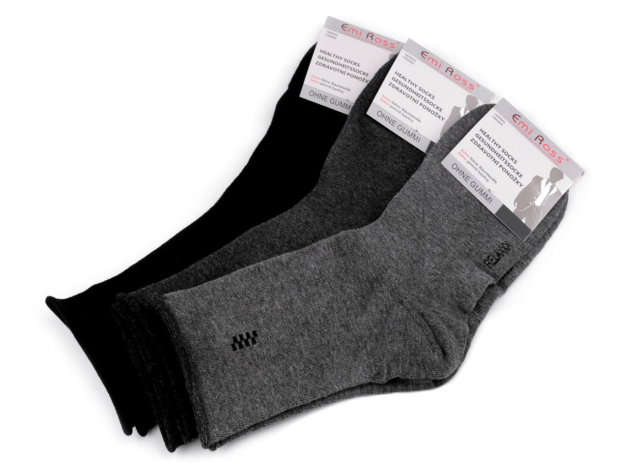 Pánské bavlněné ponožky se zdravotním lemem Emi Ross, barva 3 (vel. 39-42) mix