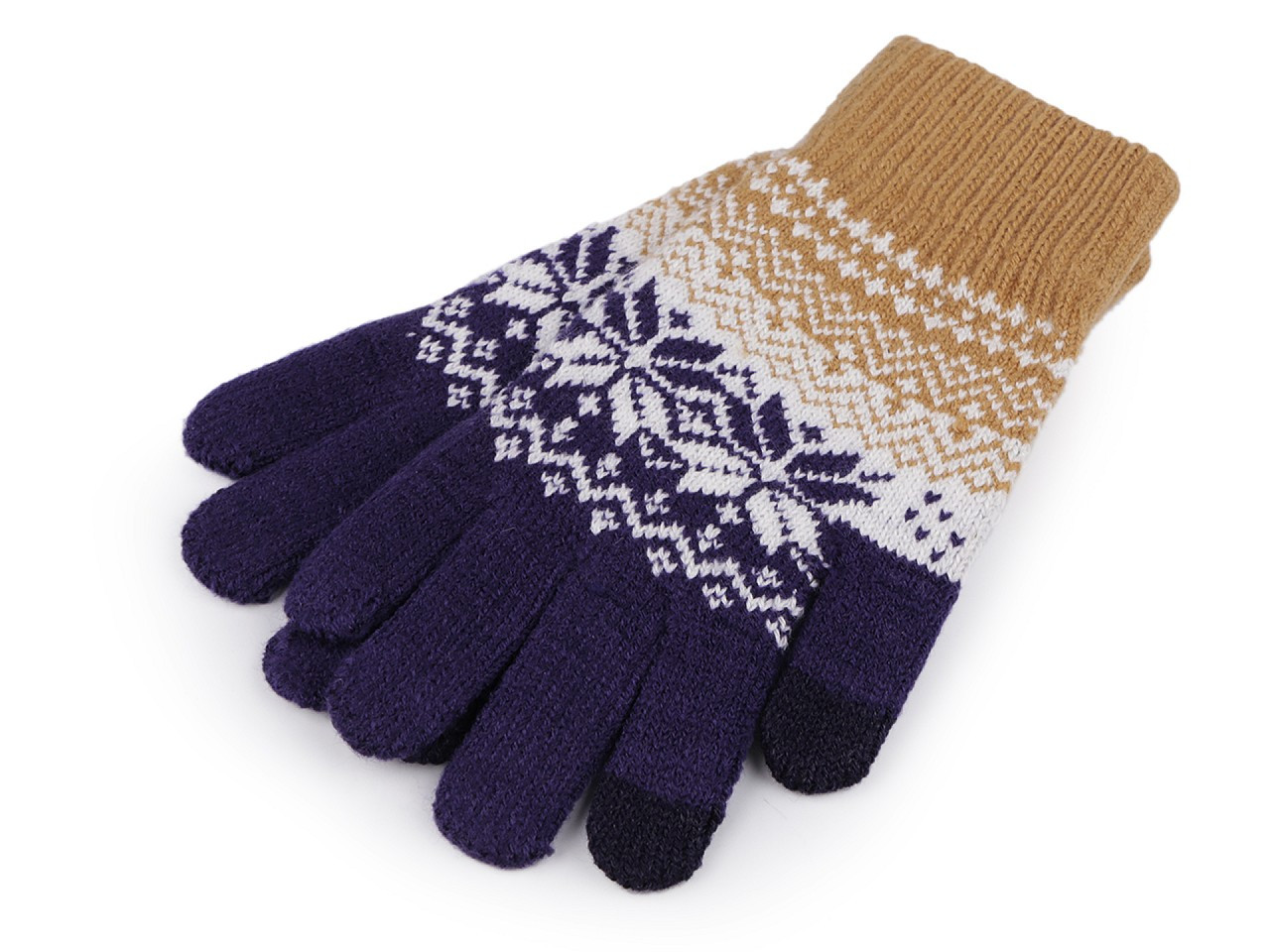Dámské / dívčí pletené rukavice norský vzor, barva 7 béžová