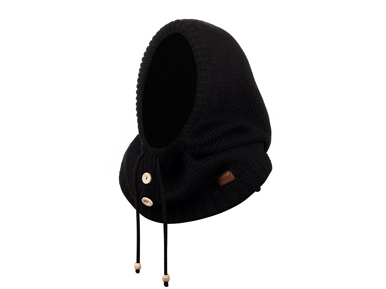 Nákrčník s kapucí pletený, barva 6 černá