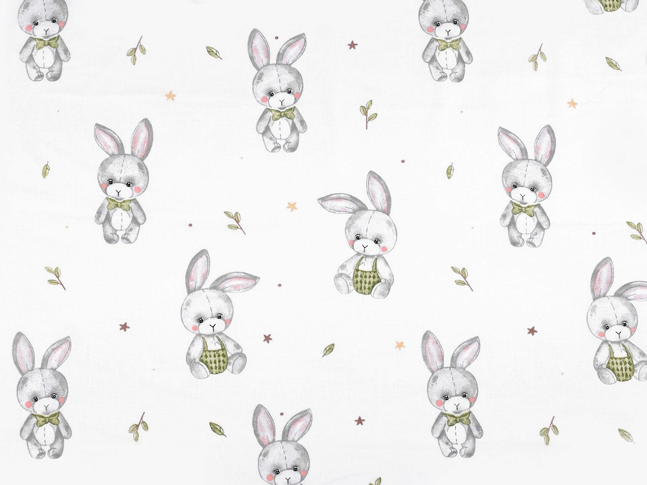 Bavlněná látka / plátno králík, barva 2 (787) bílá šedá světlá