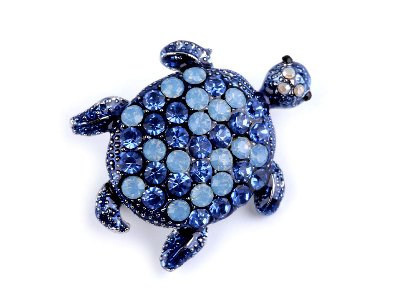 Brož s broušenými kamínky želva, barva 9 modrá