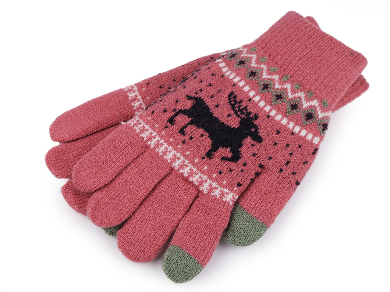 Pletené rukavice zateplené unisex, dotykové, barva 3 růžová