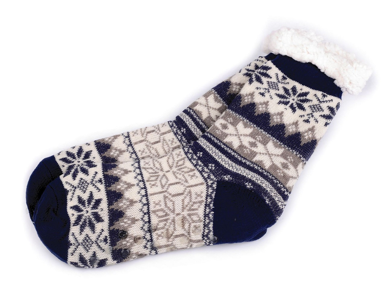 Ponožky zimní s kožíškem a protiskluzem, unisex, barva 32 (vel. 35-38) modrá tmavá