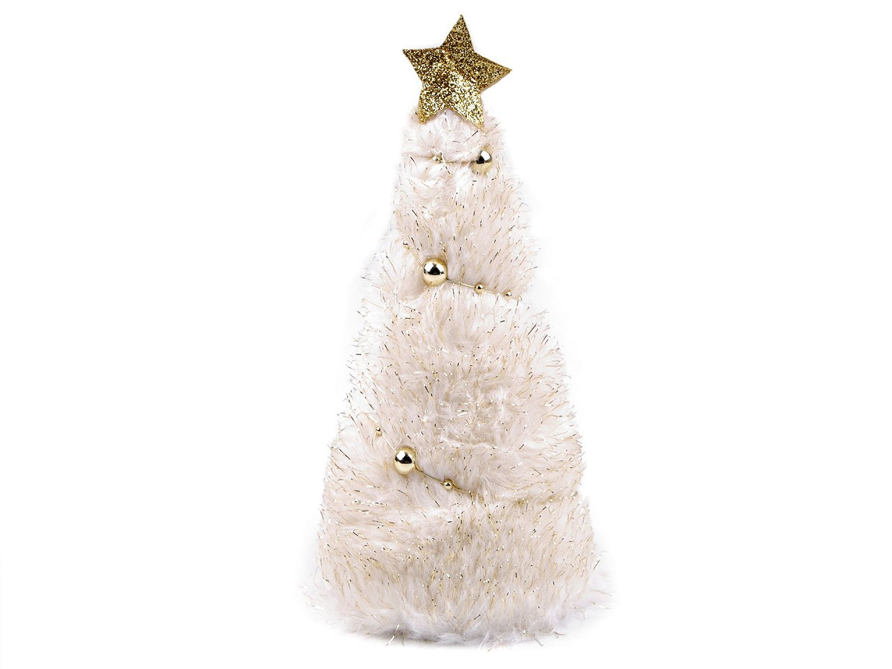 Vánoční stromeček kožešinový, barva 2 krémová nejsvět. zlatá