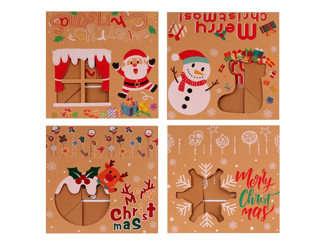 Vánoční dárková krabice s průhledem a jmenovkou, barva mix variant
