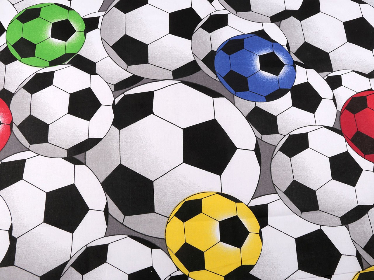 Bavlněná látka / plátno fotbalový míč, barva (896) bílá