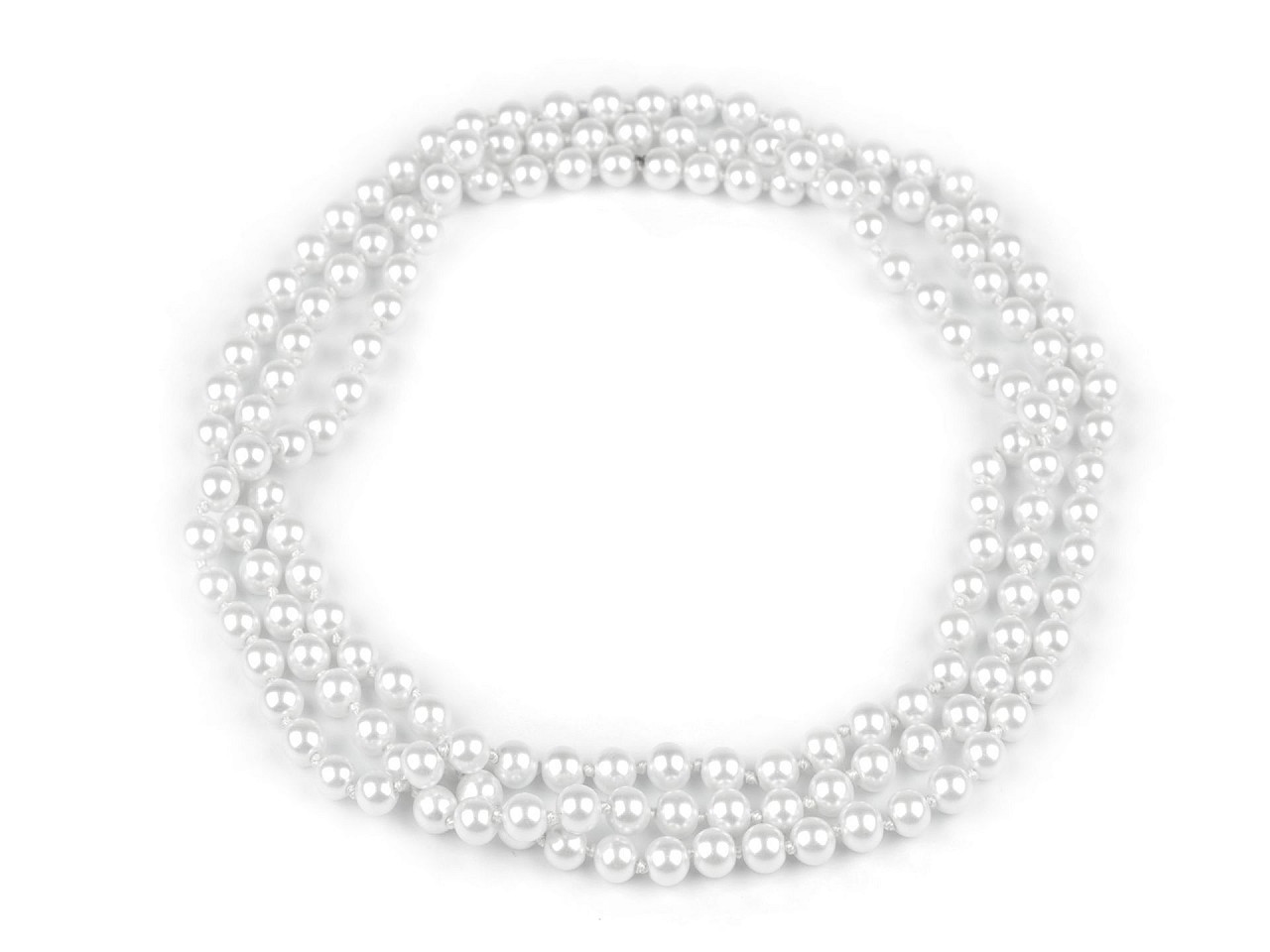 Perlový náhrdelník dlouhý, retro, barva 1 bílá