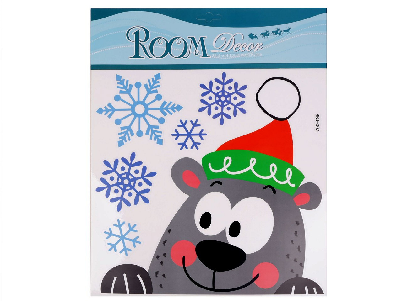 Vánoční okenní fólie samolepicí, barva 4 šedá medvěd