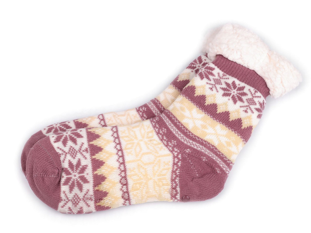 Ponožky zimní s kožíškem a protiskluzem, unisex, barva 29 (vel. 35-38) lila