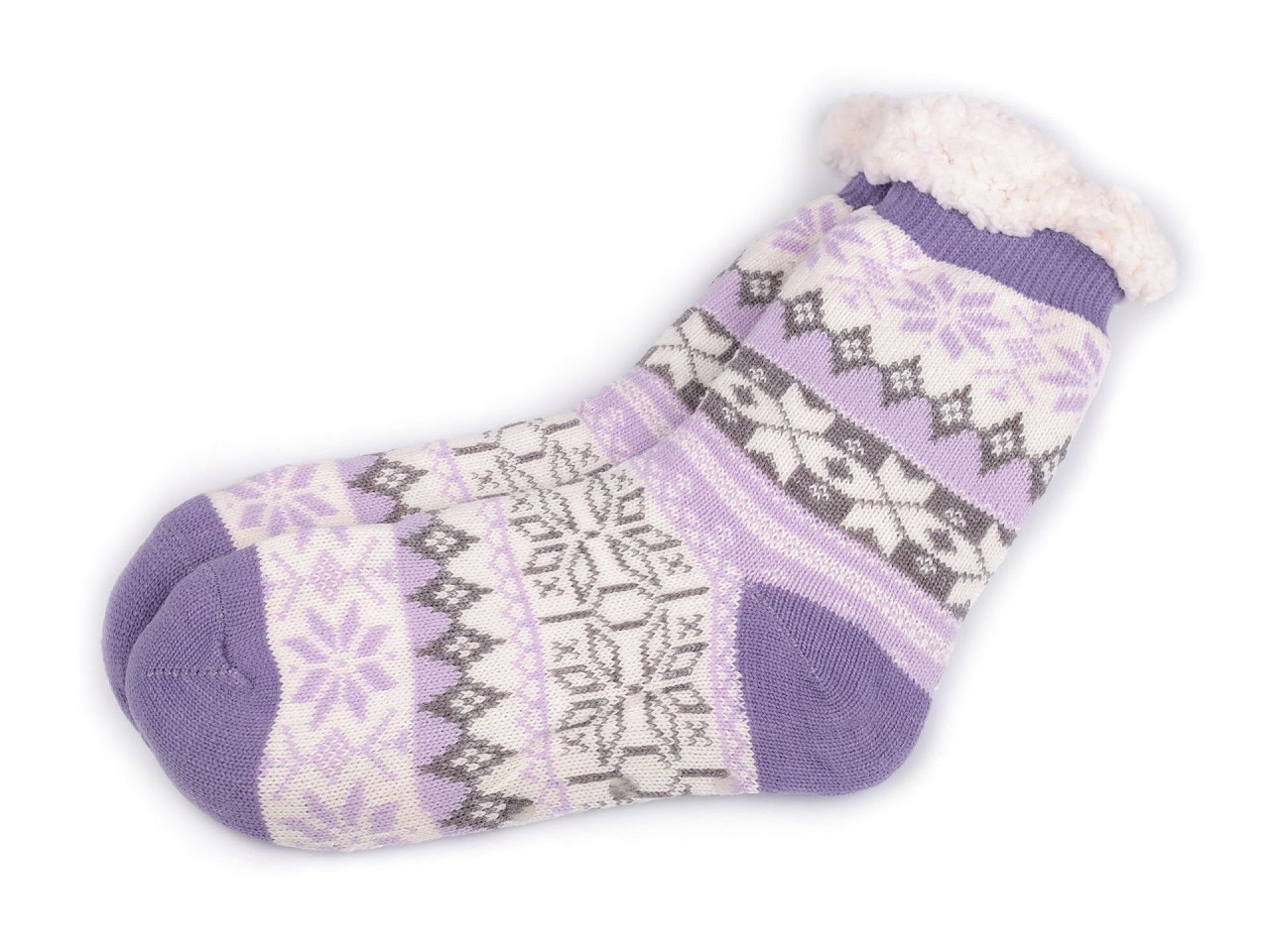 Ponožky zimní s kožíškem a protiskluzem, unisex, barva 30 (vel. 35-38) fialová lila