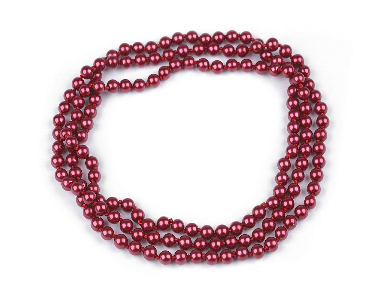 Perlový náhrdelník dlouhý, retro, barva 3 bordó sv.