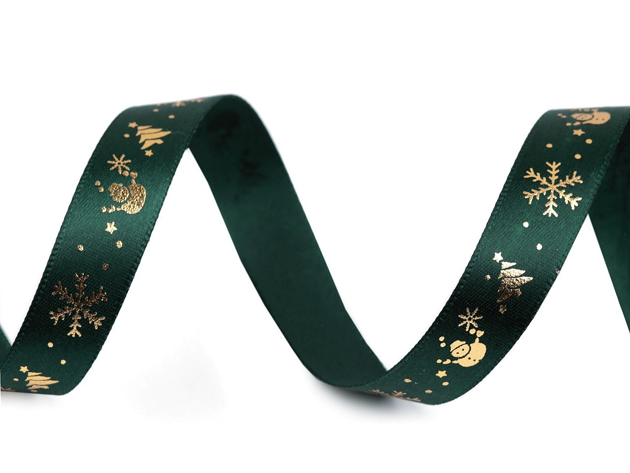 Vánoční saténová stuha šíře 15 mm, barva 2 zelená lesní