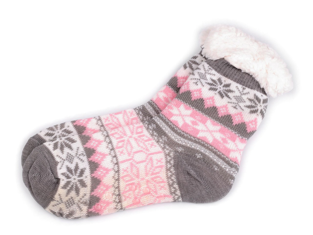 Ponožky zimní s kožíškem a protiskluzem, unisex, barva 36 (vel. 39-42) šedá