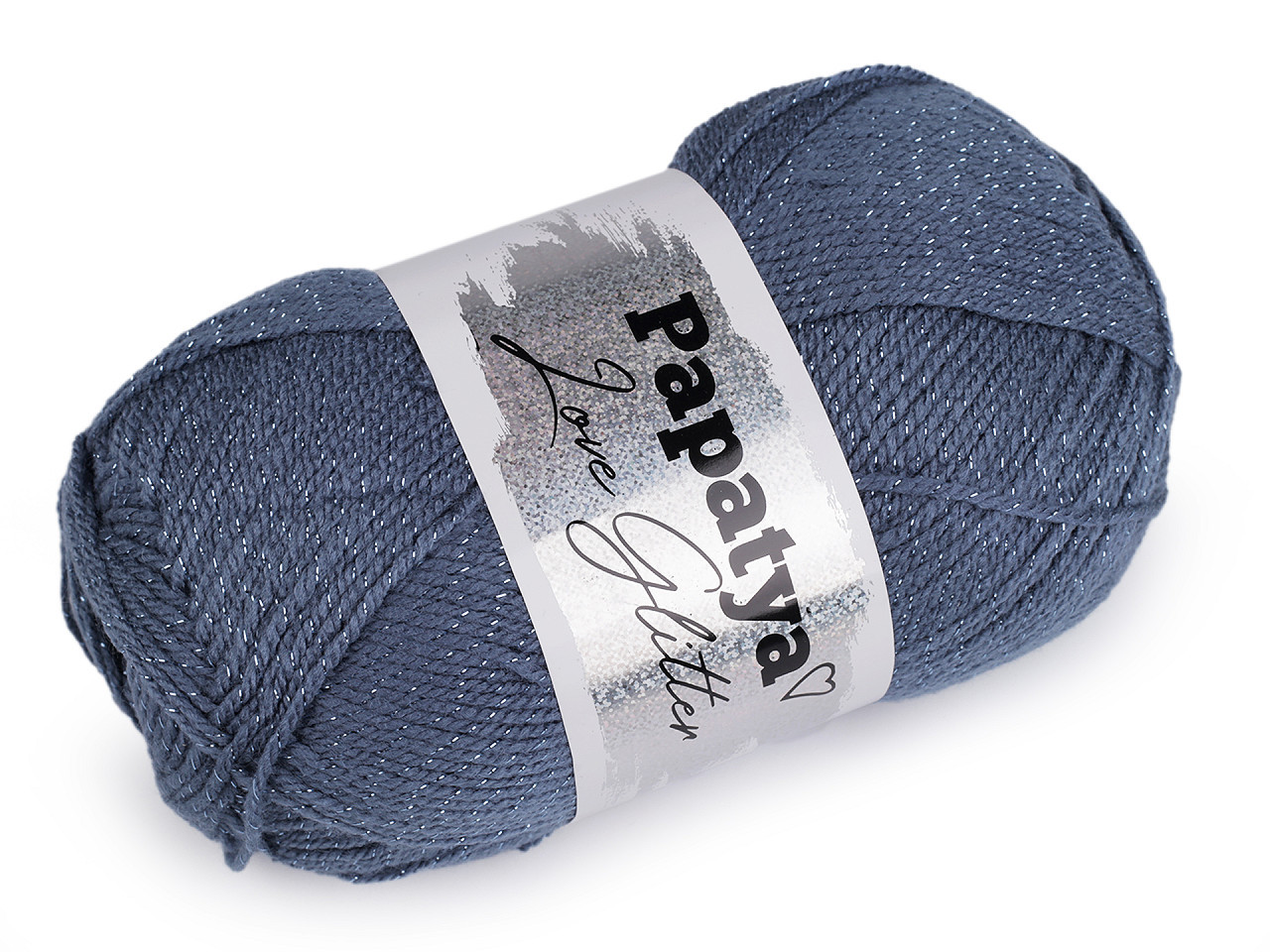 Pletací příze Papatya Love Glitter 100 g, barva 11 (5680) modrá jeans tmavá