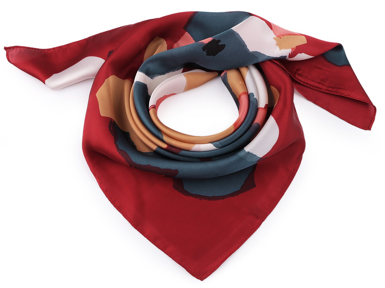 Saténový šátek 70x70 cm, barva 2 bordó sv.