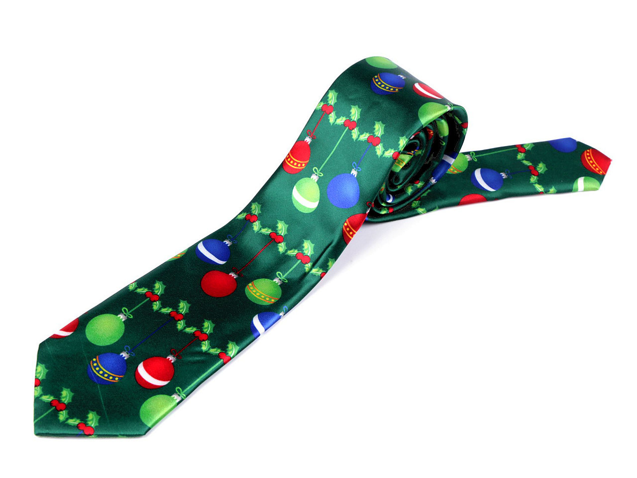 Saténová vánoční kravata, barva 2 zelená