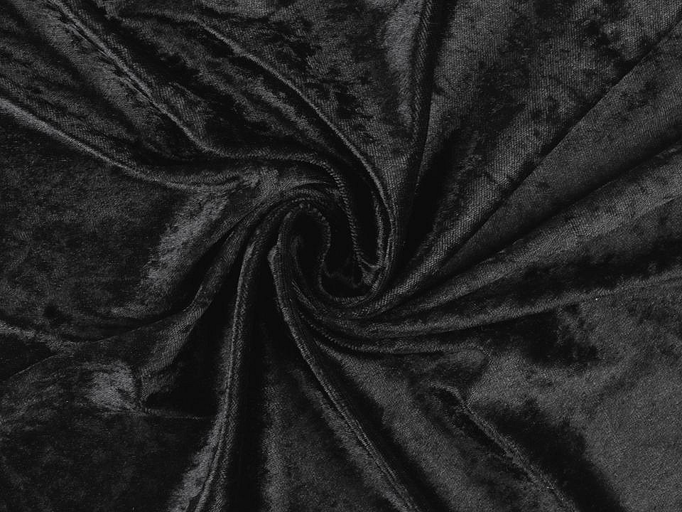 Elastický samet Panné lesklý, barva 12 (25) černá