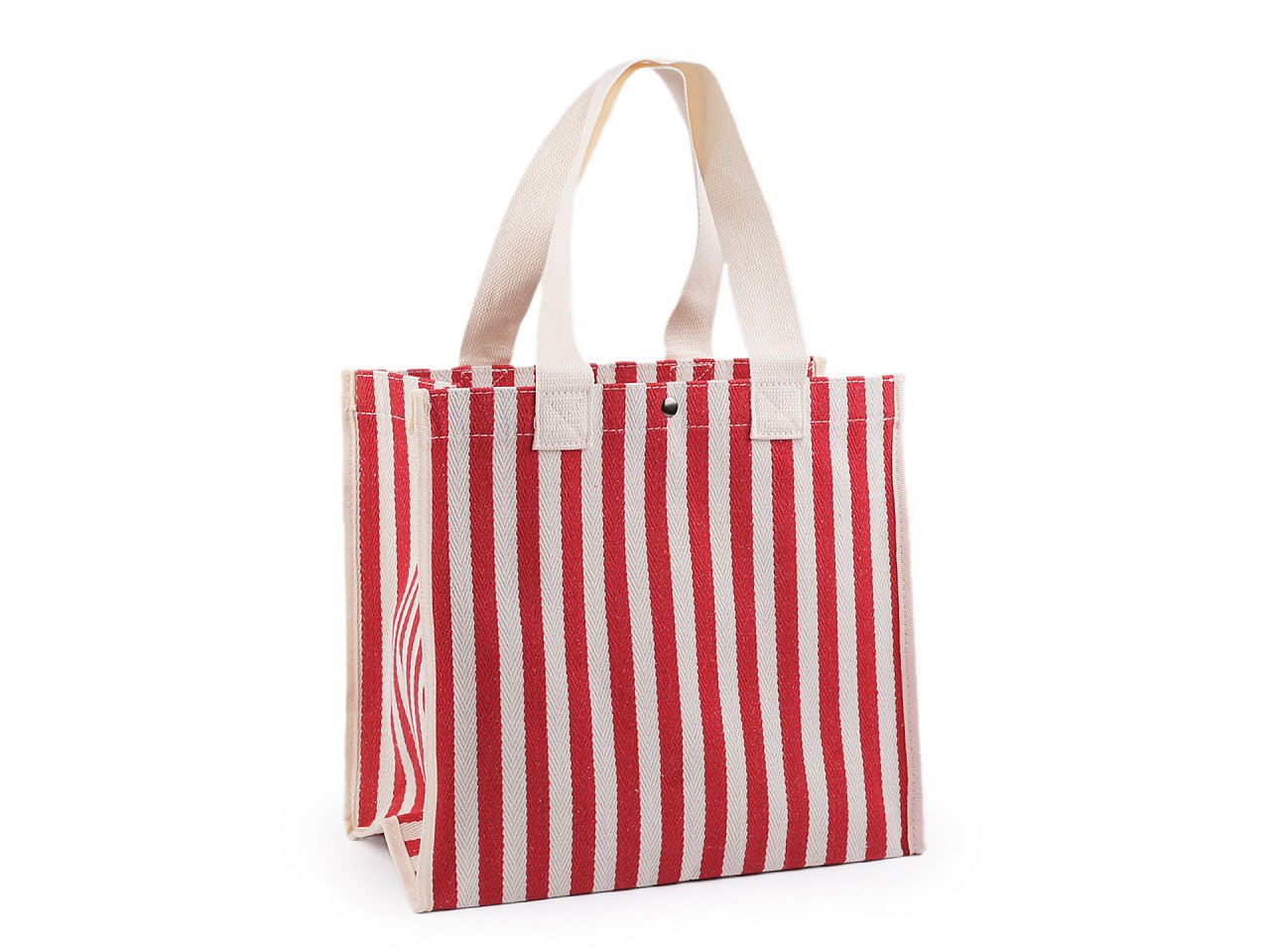 Bavlněná taška pevná s pruhy 33x32 cm, barva 2 červená