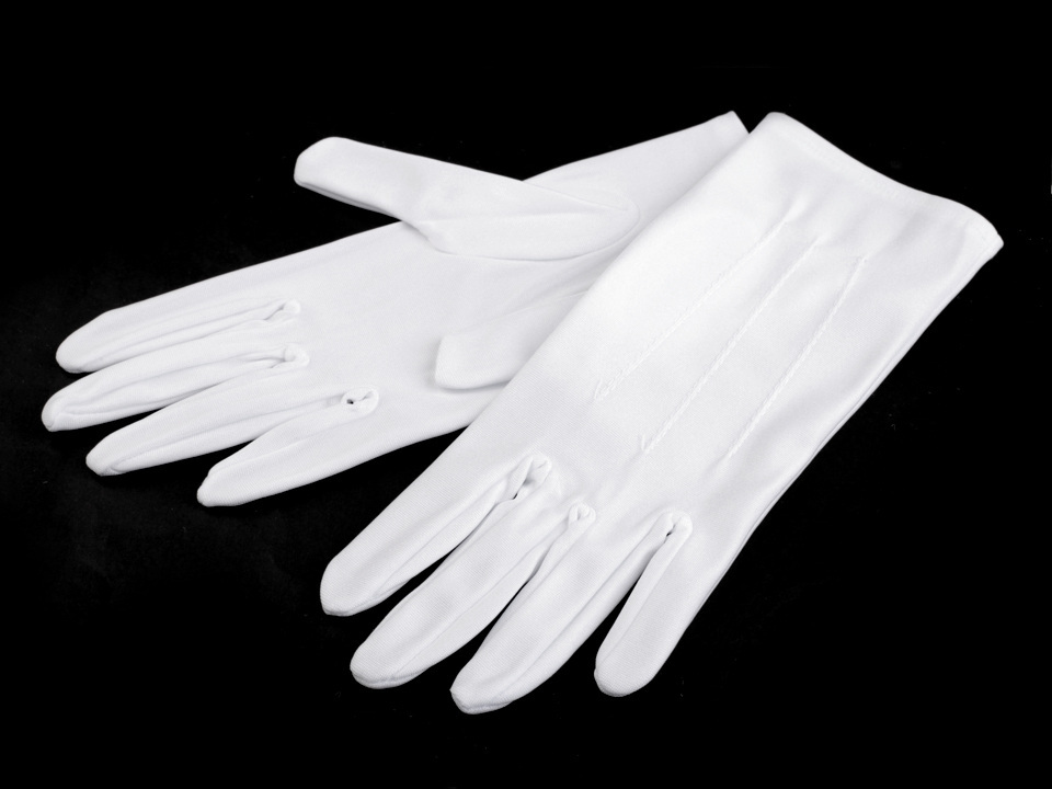 Fotografie Společenské rukavice pánské, saténové, barva vel XL bílá