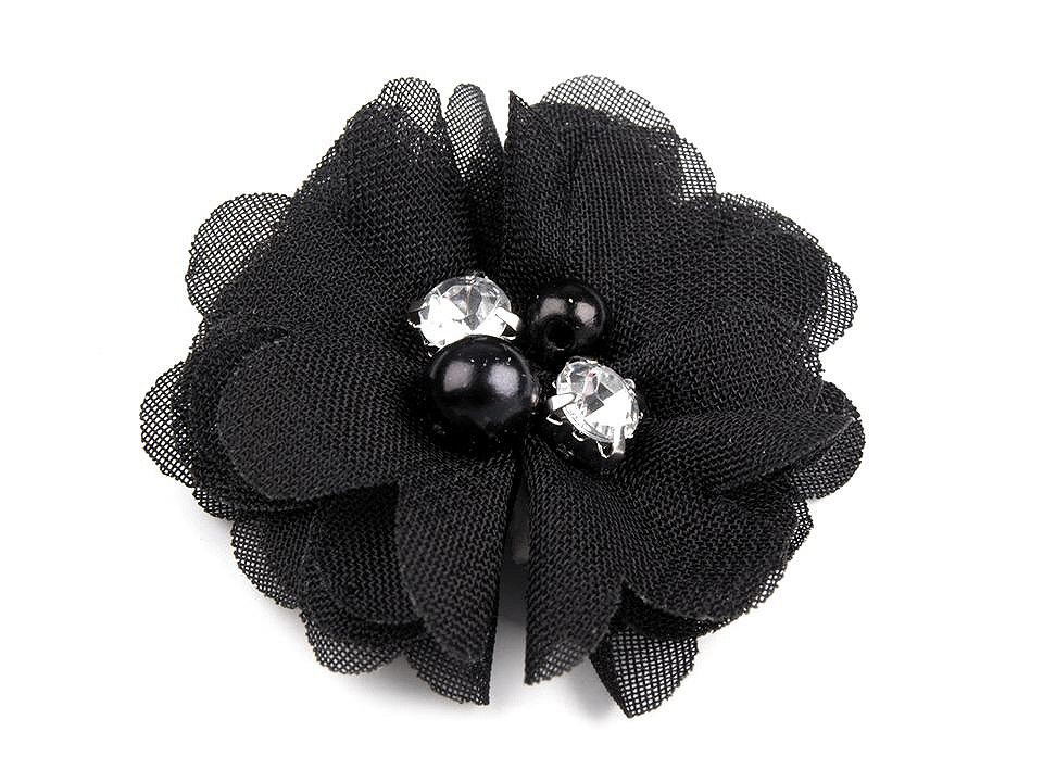 Květ Ø5 cm s kamínky, barva 5 černá