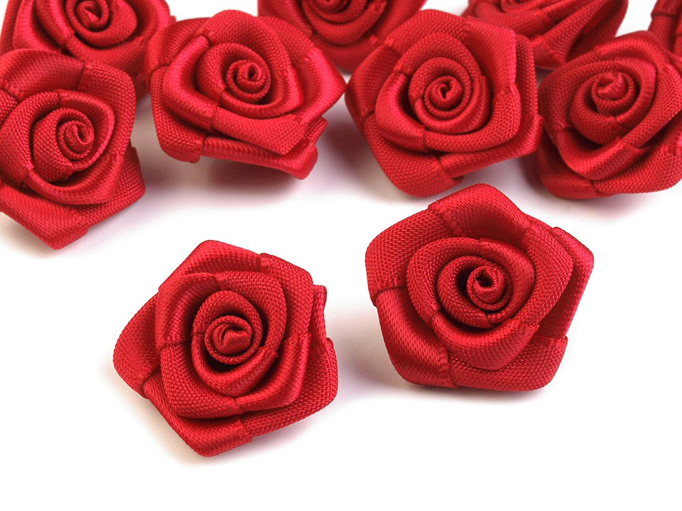 Saténová růže Ø20 mm, barva 8 červená
