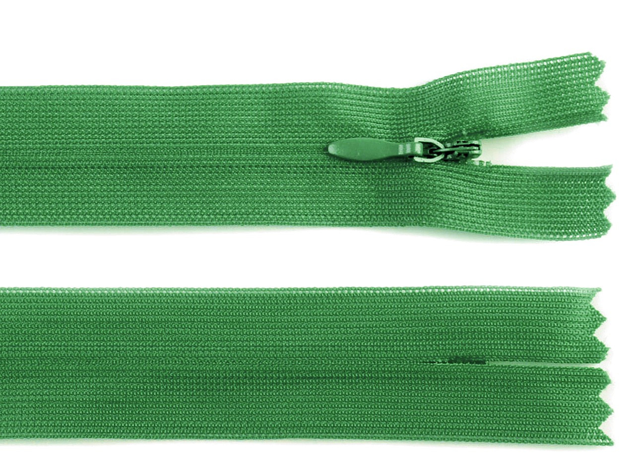 Spirálový zip skrytý šíře 3 mm délka 50 cm dederon, barva 243 zelené kapradí