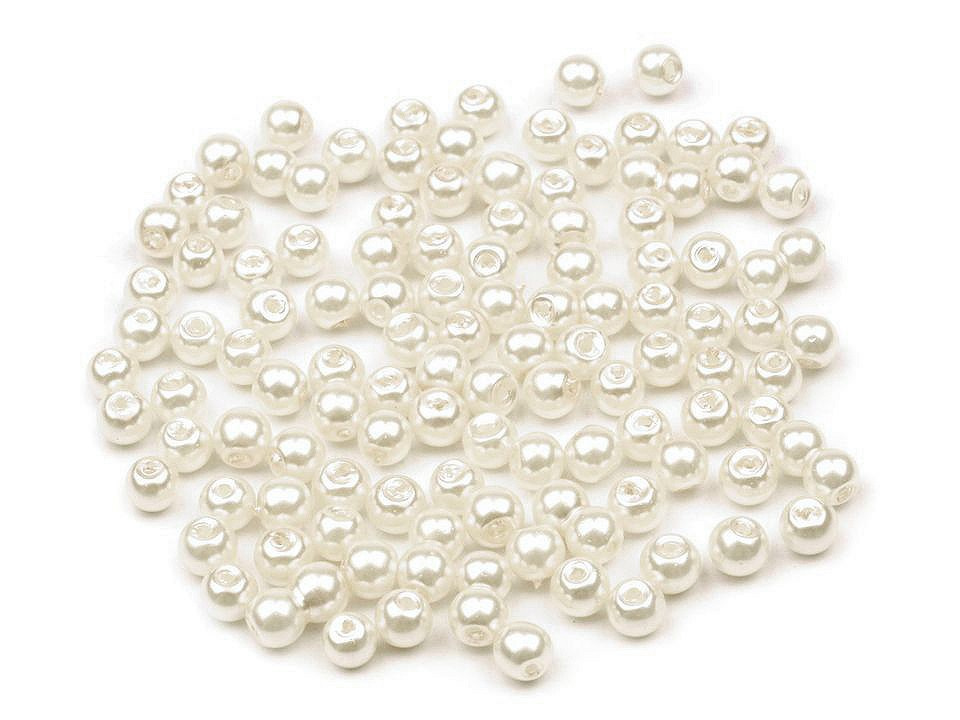 Skleněné voskové perly Ø4 mm, barva 02B krémová nejsvět.