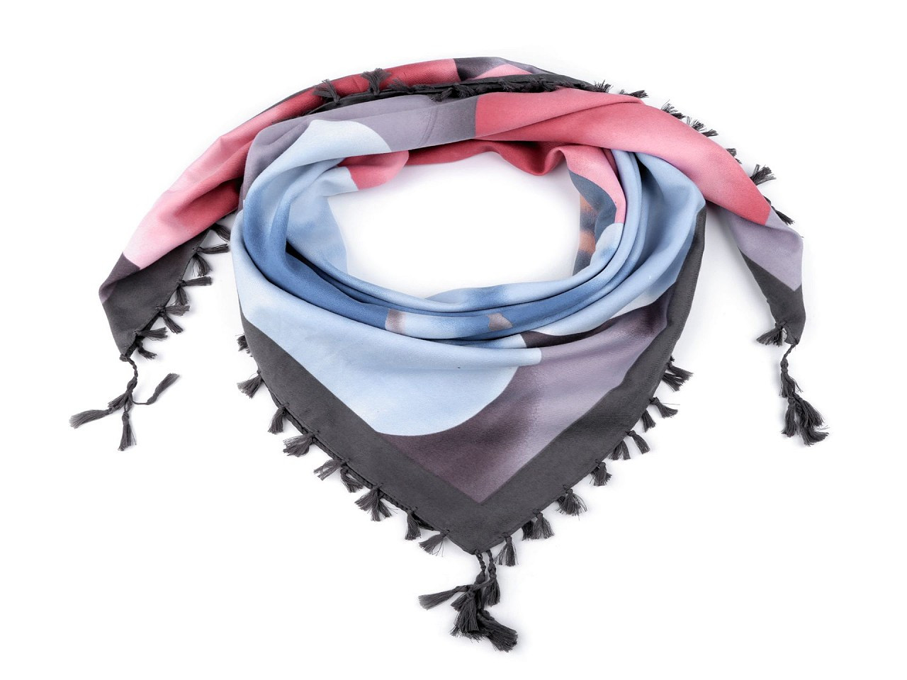 Šátek s třásněmi 105x105 cm, barva 8 šedozelená