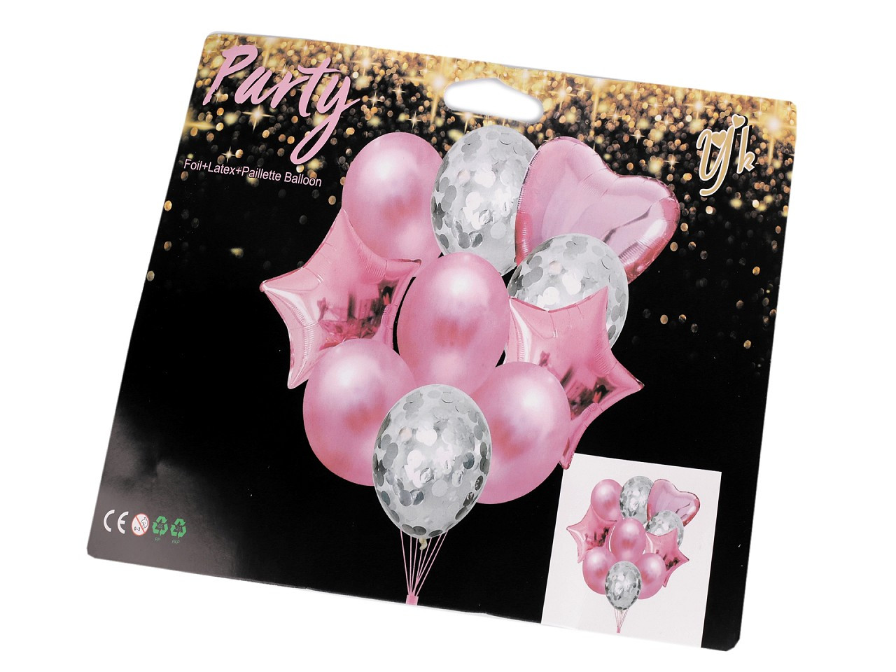 Nafukovací balónky s konfetami sada, barva 1 růžová