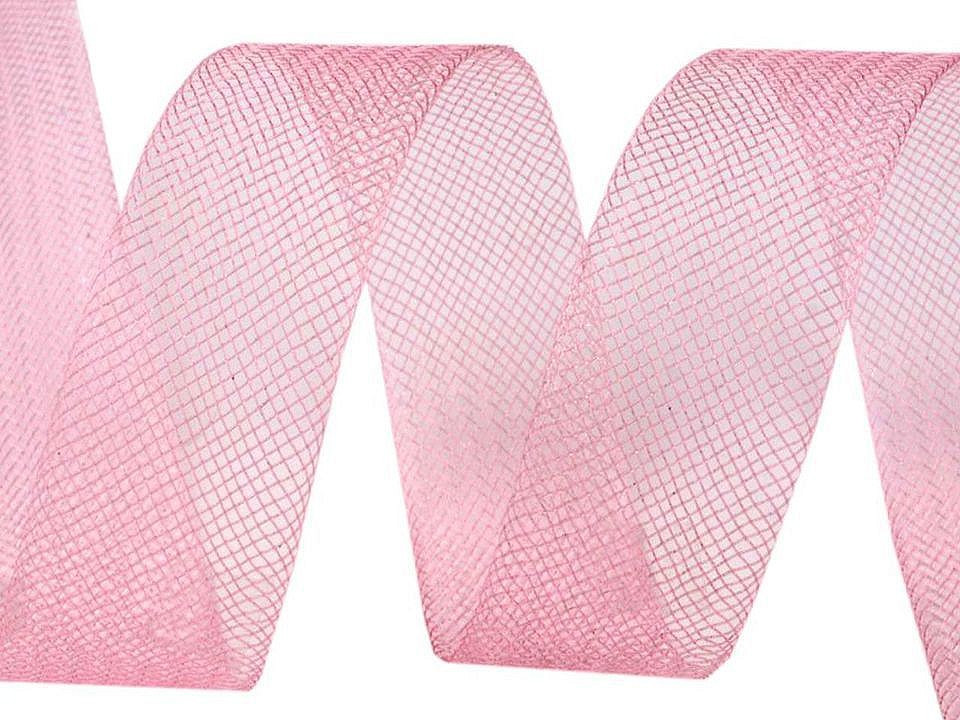 Modistická krinolína na vyztužení šatů a výrobu fascinátorů šíře 2,5 cm, barva 9 (CC04) růžová střední