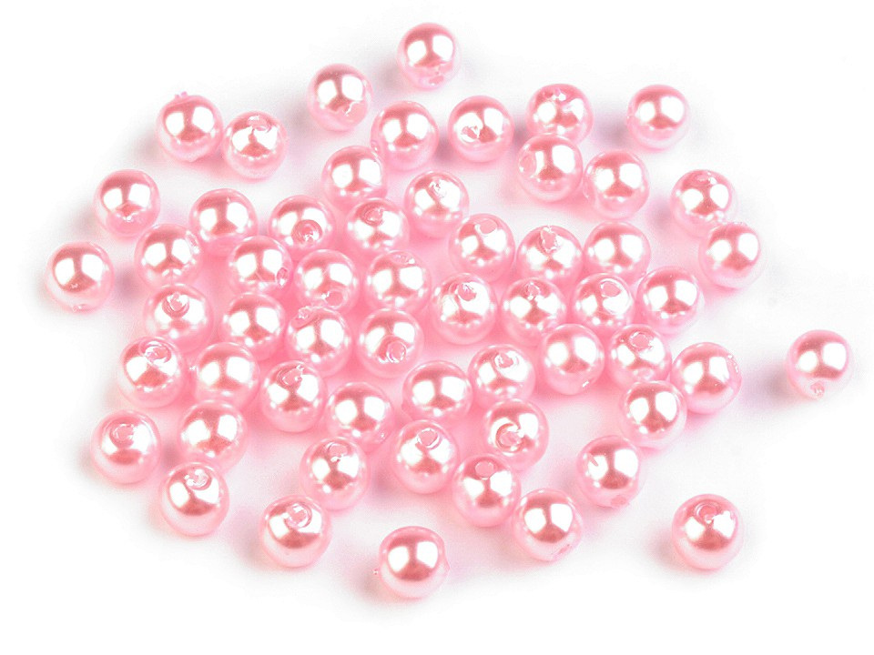 Plastové voskové korálky / perly Glance Ø6 mm, barva F49 růžová sv.