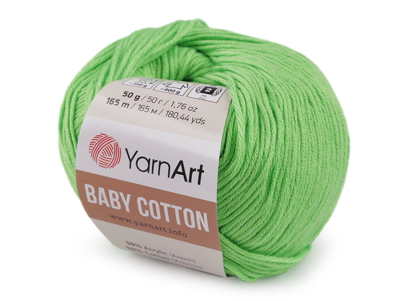 Pletací příze Baby Cotton 50 g, barva 29 (438) zelená sv.
