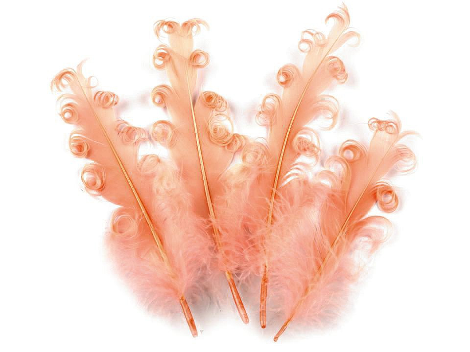 Husí peří kudrnaté délka 12-18 cm, barva 17 korálová světlá