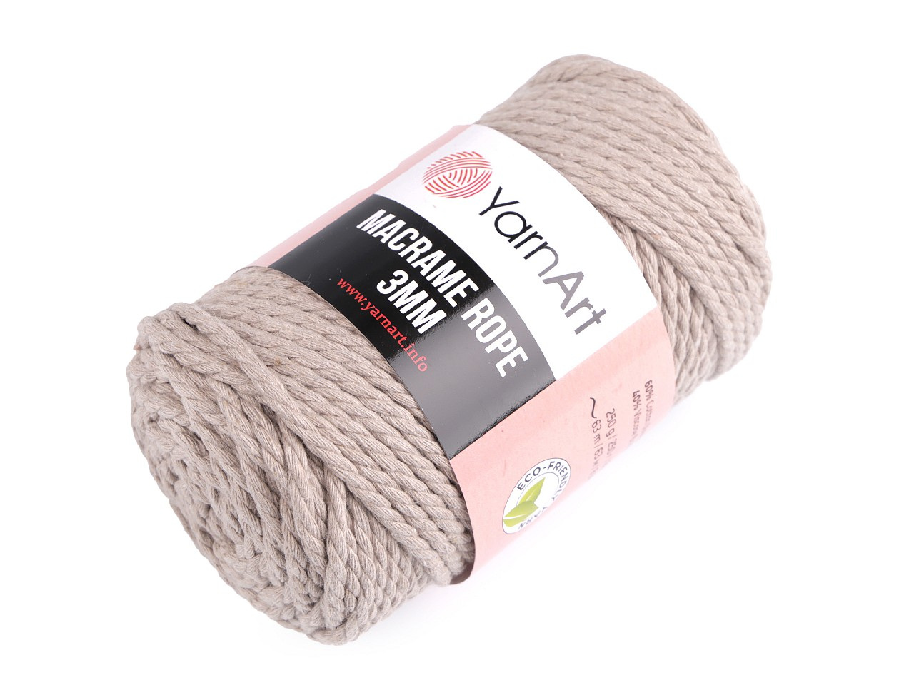 Pletací příze Macrame Rope 3 mm 250 g, barva 2 (753) režná