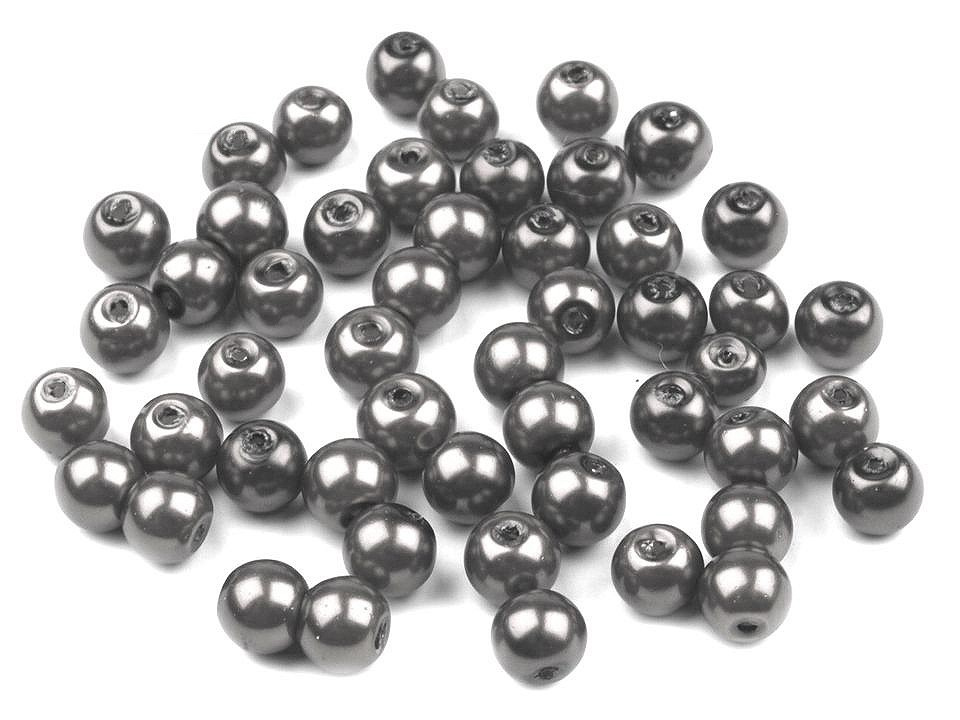 Skleněné voskové perly Ø6 mm, barva 19B stříbrná tmavá