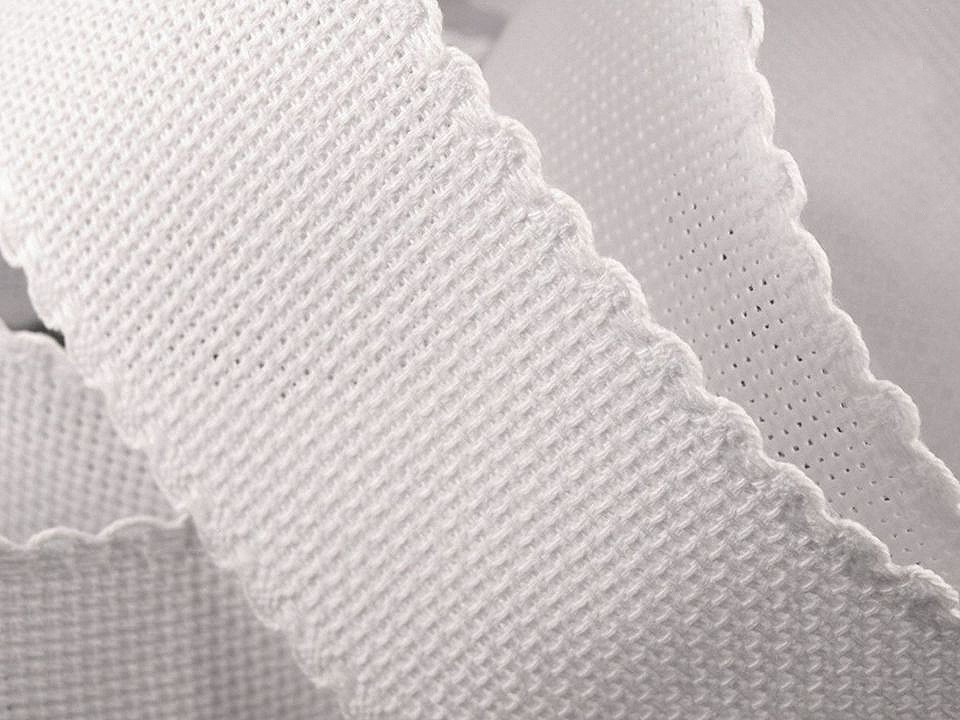 Fotografie Kanavný pás šíře 50 mm zoubkovka, barva 1 bílá přírodní