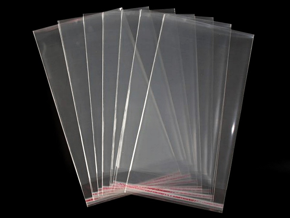 Fotografie PP sáček s lepicí klopou 20x50 cm, barva transparent