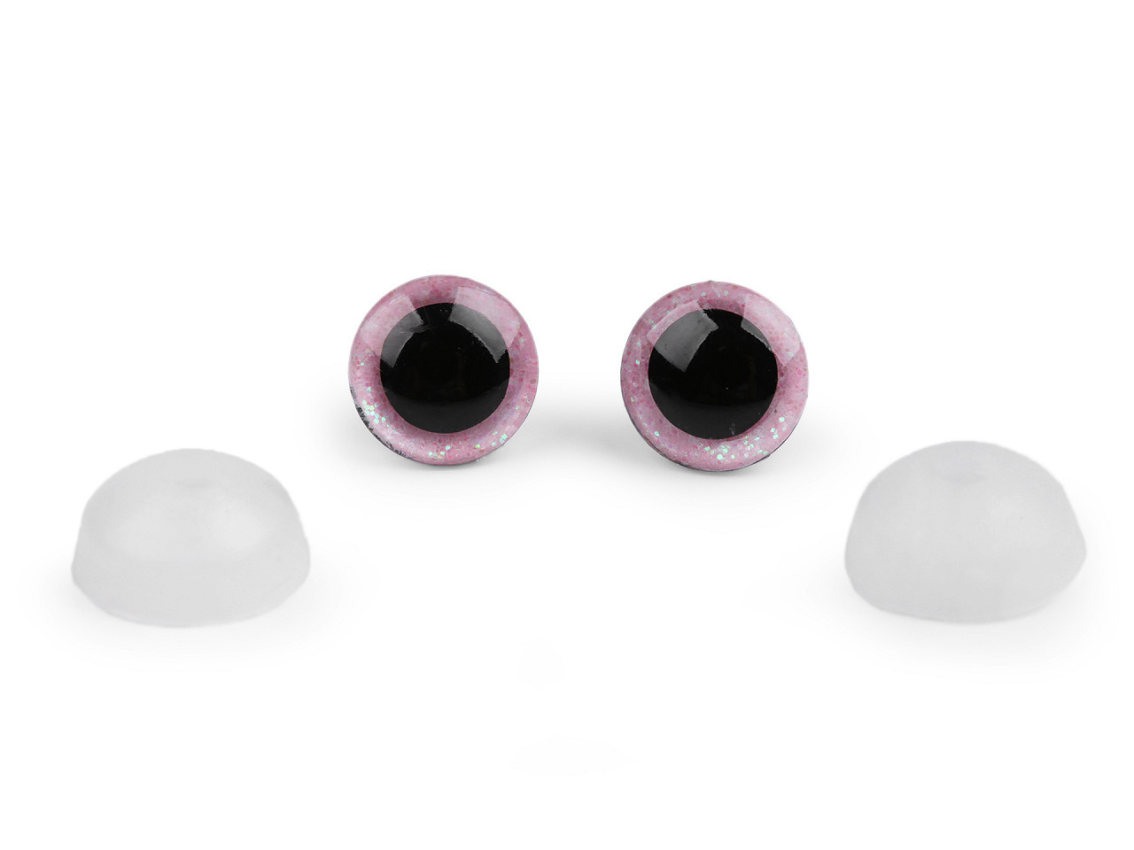 Oči glitrové s pojistkou Ø12 mm, barva 4 růžová dětská
