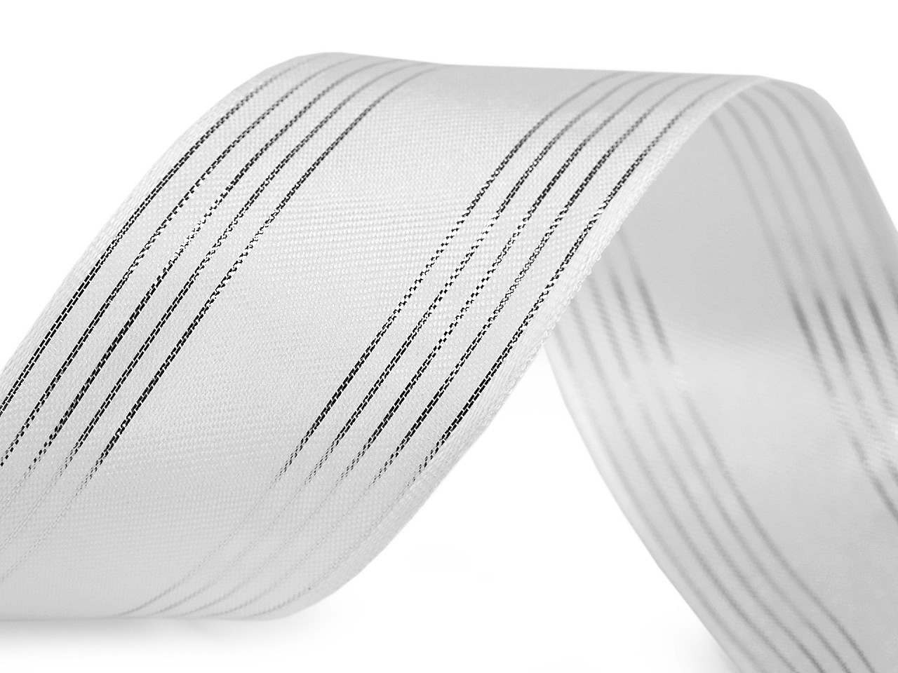 Stuha s lurexem šíře 40 mm, barva 2 (100) bílá stříbrná