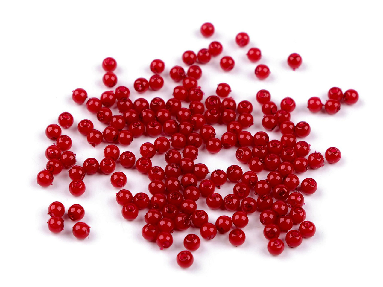 Plastové voskové korálky / perly Glance Ø4 mm, barva F40 červená jahoda