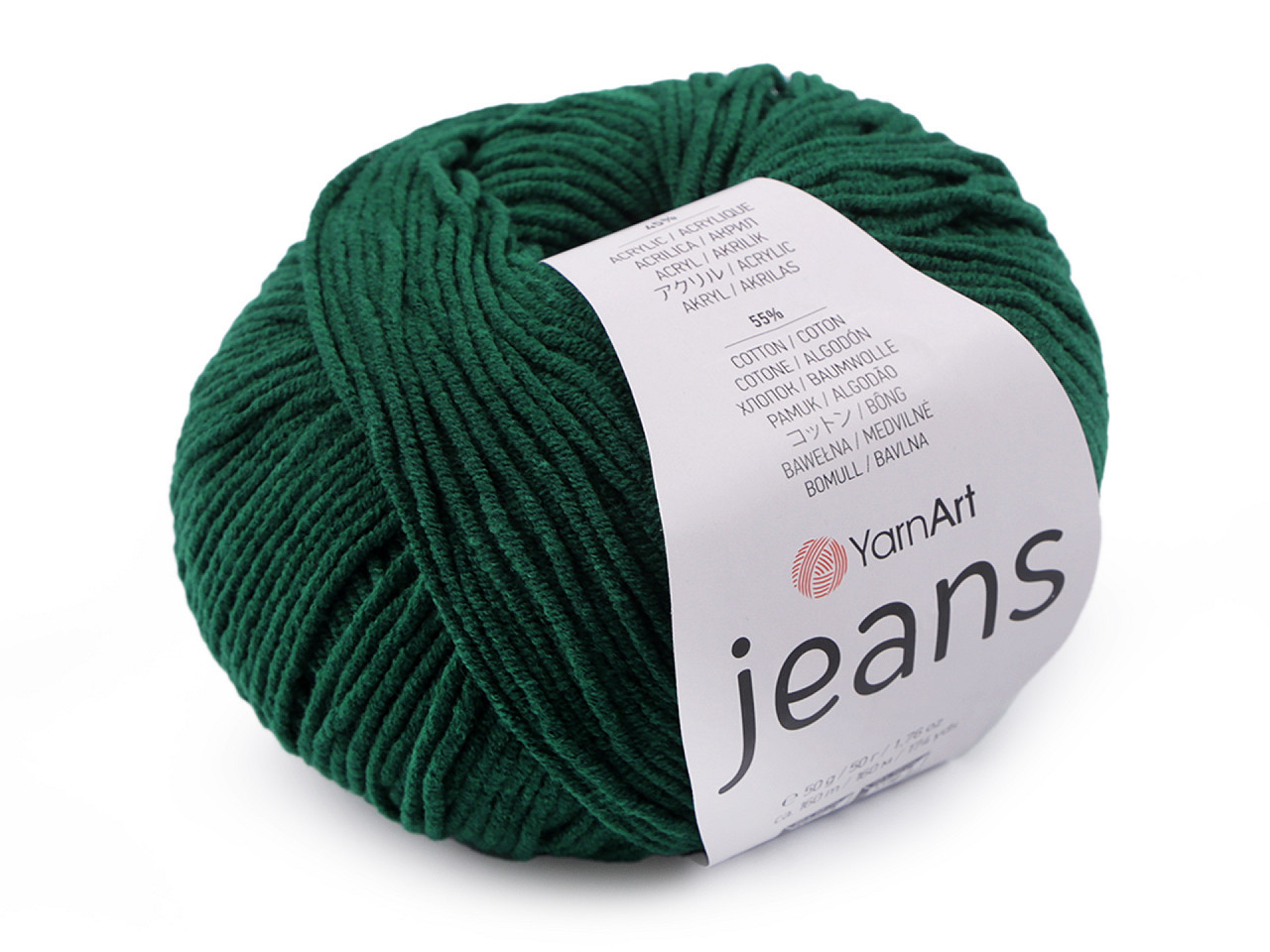 Pletací příze Gina / Jeans 50 g, barva 48 (92) zelená jedle