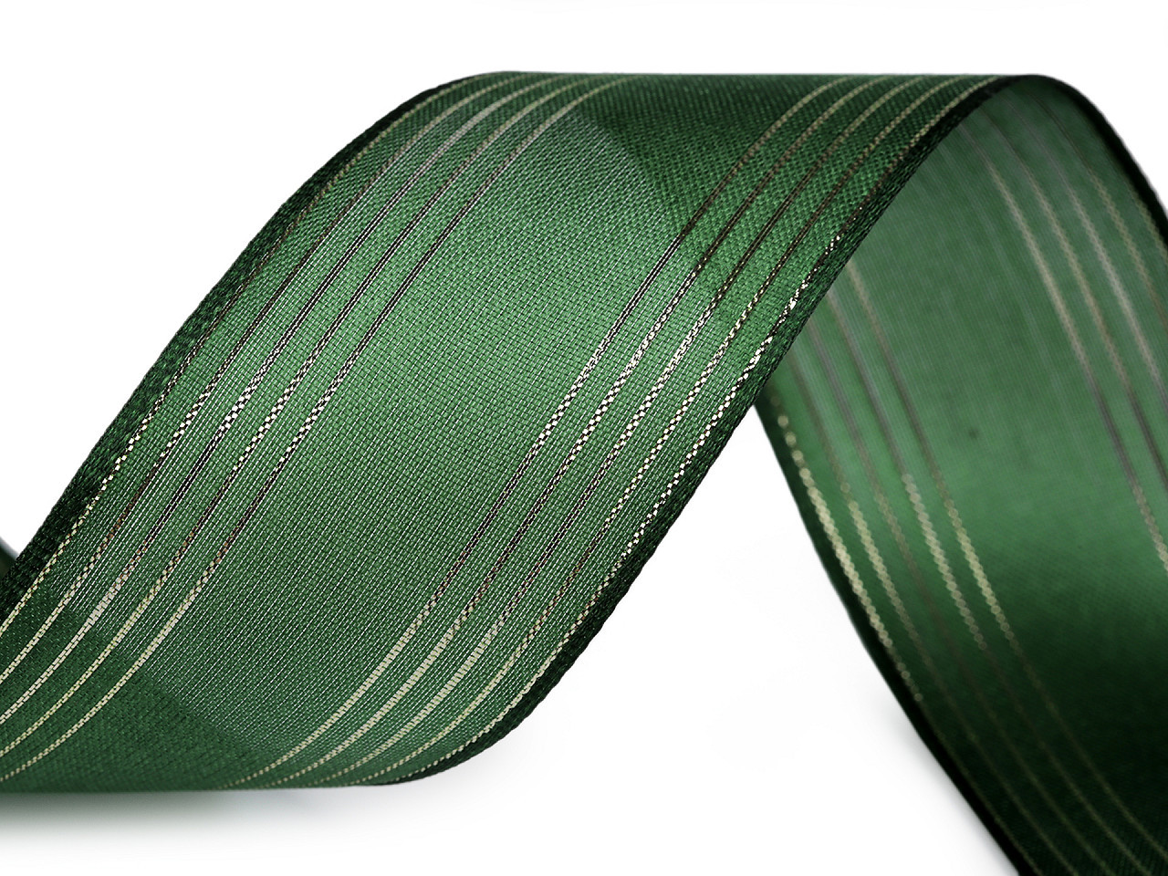 Stuha s lurexem šíře 40 mm, barva 1 (315) zelená zlatá