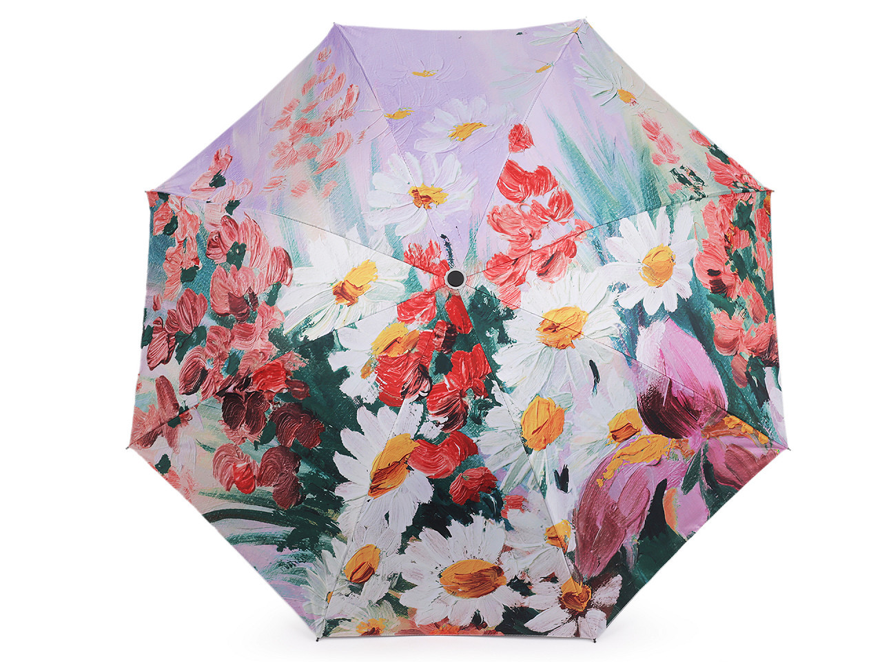 Dámský skládací deštník malované květy, barva 1 fialová sv.