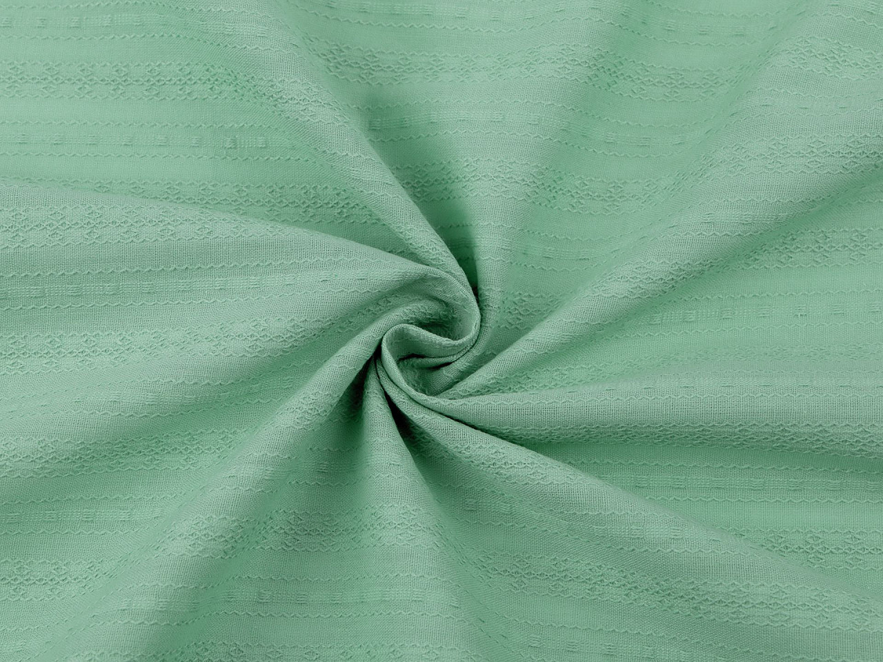 Bavlněná látka / plátno s krajkovým efektem, barva 7 zelená pastel sv
