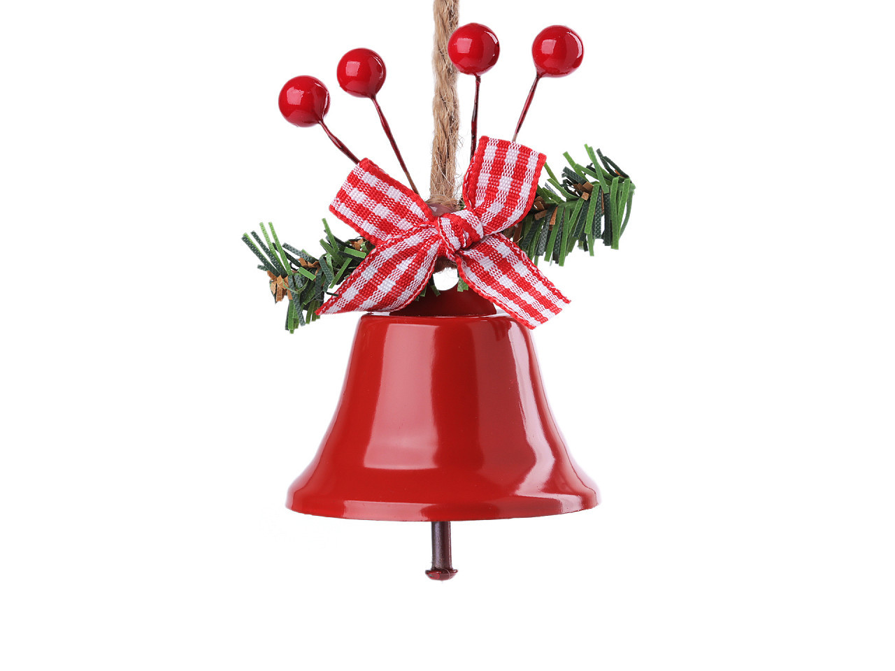 Kovový zvoneček, rolnička k zavěšení, barva 2 (Ø48 mm) červená